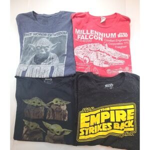 Star Wars Men XL T-Shirt Yoda Millennium Falcon Empire Strikes Graphic Lots Of 4